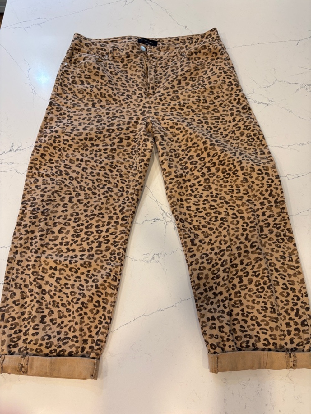 Leopard Print Casual Crop Pants - Brown